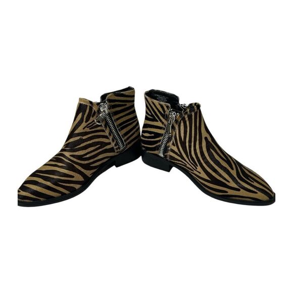 Steve Madden Brown Zebra Print Hickory Ankle Boots Leather Boots 5.5 NEW - Picture 2 of 4